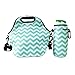 Amerzam Neoprene Lunch Bags/Lunch Boxes, Waterproof Outdoor Travel Picnic Lunch Box Bag Tote with Zipper and Adjustable Crossbody Strap (Light Blue Lunch bag+Water Bottle Tote)