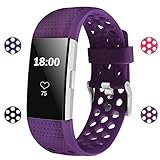 For Fitbit Charge 2 Bands, Adjustable Replacement Sport Strap Bands for Fitbit Charge 2 Smartwatch Fitness Wristband Soft Silicone All Plum Small