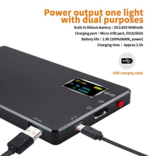 LED Video Light LituFoto N126 Photography Light Camera Light 126pcs Bi-Color Beads OLED Display Screen with Built-in Lithium Battery for Video Shooting on Cameras and Smartphones