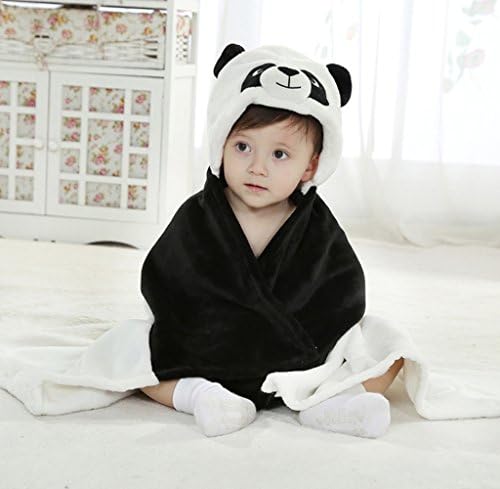 Priors™ Animal Cartoon Hooded Flannel Towels Washcloth For Babies Hooded Baby Towel Bath Toys Baby Gift Hooded Blanket Baby Robe (Panda)