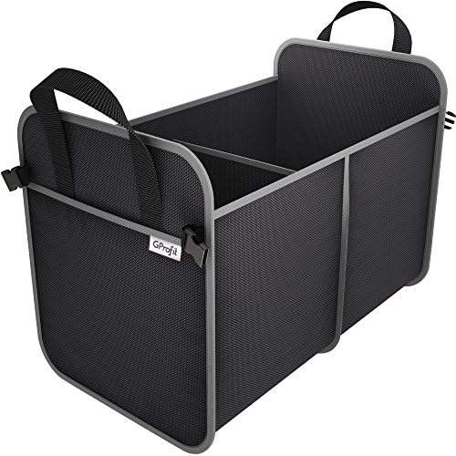 Trunk Organizer for Car - SUV - Space Saving Cargo Storage Containers for Vehicles - Auto - with 2 Large Compartments - Durable - Heavy Duty - Collapsible - Black