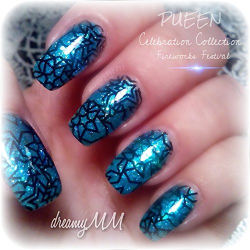 PUEEN Nail Art Stamping Plate Celebration Collection - FIREWORKS FESTIVAL - NEW INVENTION Super Size All You Can Stamp Full Size Stamping Image Plates Manicure DIY (Infinite Images With Your Creativity)-BH000435