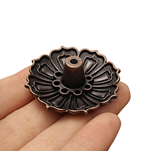 Secret for Longevity Gold Brass Bronze Antique Chinese Asian Style Lotus Flower Incense Burner Pot w/Stick Cone Coil Holder w/White Sage Cones Zen Buddha Buddhist Meditation Decor Gift Set - Thumbnail 2