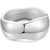 jokcde Chunky Gold/Silver Gold Cuff Bangle Bracelets for Women Trendy Hinged Cuff Open Wide Chunky Gold Bracelet Minimalist Bangle Jewelry Gift