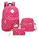 Casual Backpack, Aiduy School Student Backpack Bookbags Lightweight Canvas Daypack with Shoulder Bag and Pencil Case for Girls Women (Rose Red)