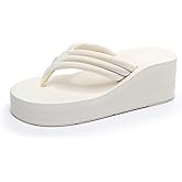 BZIKBGE Women's Lightweight Platform Thong Slides Sandals Comfort Slip On Round Toe Non Slip Foam Flip Flops Party Dating Fashion Sandals