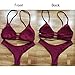 KOINECO Women's Strappy Cut Out Padded Bikini Set Swimwear Burgundy Small