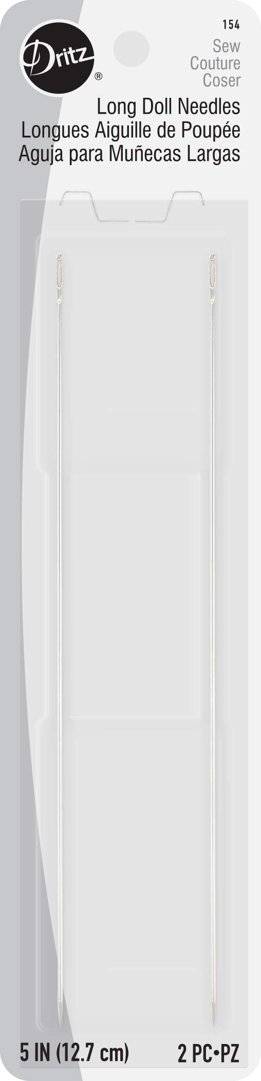 Dritz 154 Doll Hand Needles, Long, 5-Inch (2-Count) Nickel
