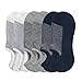 Mens No Show Low Cut Non Slip Socks - 6 Pack Casual Crew Ankle Mesh Knit Cotton Socks