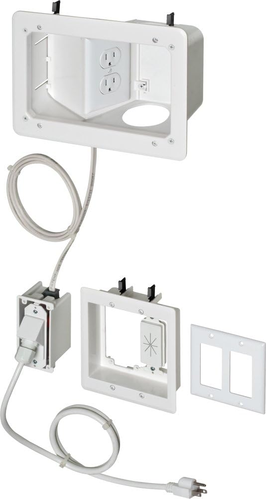 Arlington TVB712BK Angled Box InWall Wiring Kit with 2gang power/low