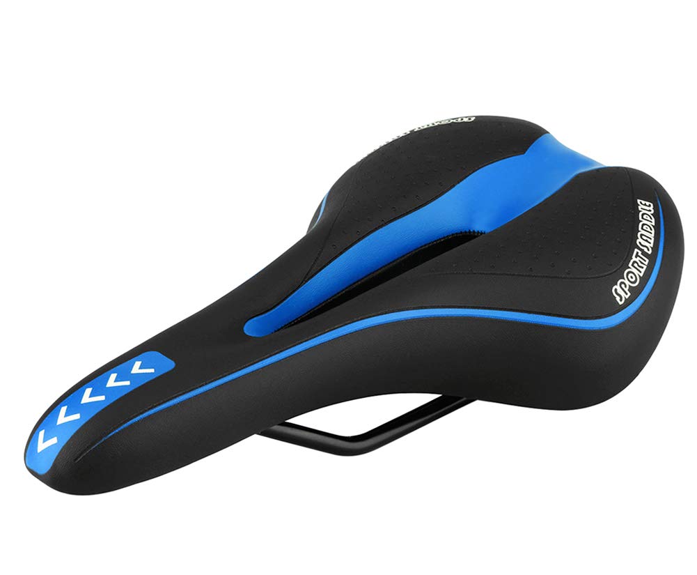 Professional Mountain Bike Seat Comfortable Vented MTB Bicyle Seat Saddle Cycle Gel Padded Seat Cushion Fit Most Mountain Bikes, Road Bikes, Hybrid Bikes (Blue)