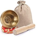 Koogel Tibetische Klangschale Set, 8cm goldene Klangtherapie Singing Bowl mit Kl