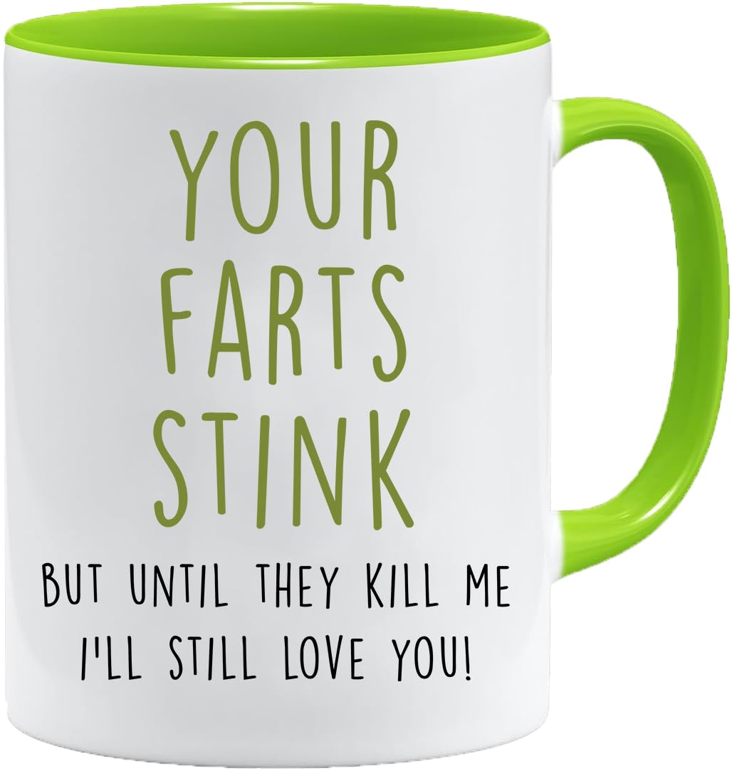 Acen Merchandise Funny Fart Mug | Your Farts Stink But I Love You Mug | Novelty Mug for Boyfriend or Husband | Funny Gift for Boyfriend or Girlfriend | Humorous Valentine's Day Gift