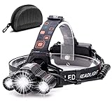 Headlamp,Cobiz Brightest High 6000 Lumen LED Work Headlight,18650 USB Rechargeable Waterproof Flashlight with Zoomable Work Light,Head Lights for Camping, Hiking, Outdoors