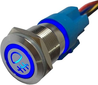 Esupport 12v Car Vehicle Blue Led Light Fog Push Button Metal Toggle Switch Socket Plug 19mm Wire