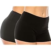 LA12ST Women Workout Yoga Shorts - Premium Buttery Soft Solid Stretch Active Running Dance Volleyball Shorts