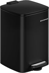 SONGMICS 20 L Steel Pedal Bin with Inner Bucket Soft Close Ink Black LTB592B02