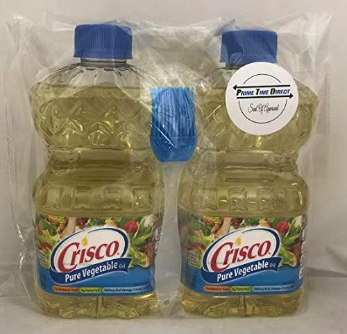 Crisco Pure Vegetable Oil, 32 Ounce (2 pack) with Silicone Basting Brush in a Prime Time Direct Sealed Bag