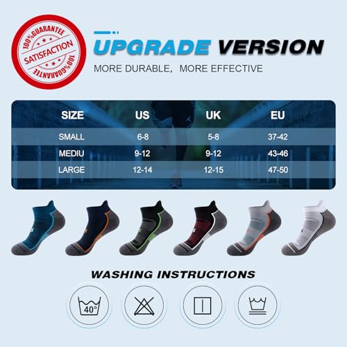Cirorld Mens Ankle Running Socks, Athletic Cushioned Low Cut Moisture Wicking Cotton Short Sports Socks, 6 Pairs