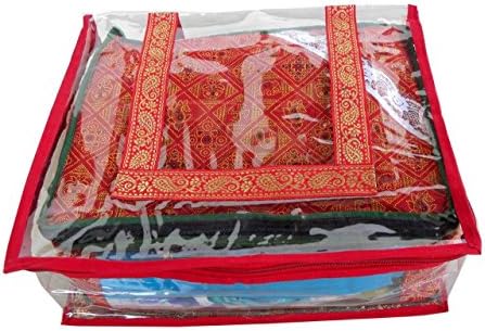Mufaddal Traders 6 pc Oneside Clear Plastic Clothes Sari Saree Garment Storage, saree box cover Bags