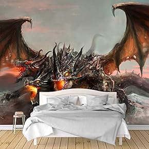 Wall Murals for Bedroom Dark Evil Dragon Removable Wallpaper Peel and Stick Wall Stickers - 66x96 inches