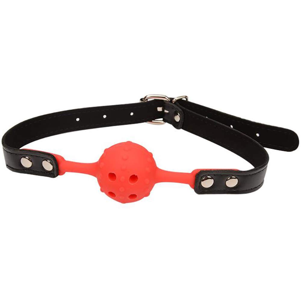 Women's Silicone Mouth Plug Multi Color Optional Toys (Red with Hole)