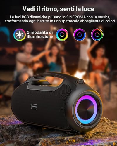 Portable Bluetooth Speaker, (200W MAX) 120W Powerful Wireless Speaker, IP65 Waterproof Bluetooth Speaker, Deep Bass/DSP/Bluetooth 5.3/TF/USB, Ideal for Parties, Outdoors, Family, Gift