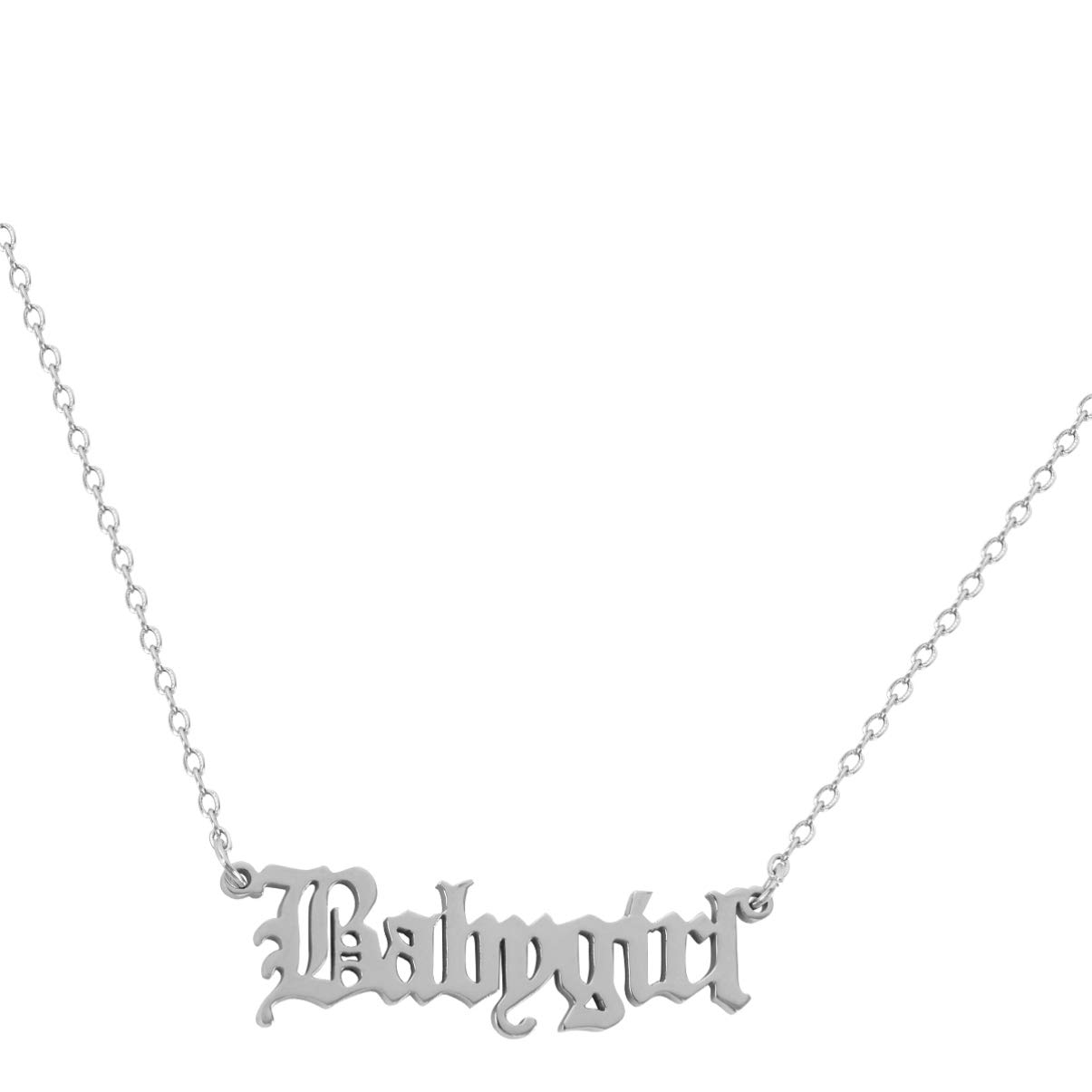 Holibanna Babygirl Necklace Silver Words Clavicle Chain Choker for Girls Women Jewelry (Silver with Box, 42)
