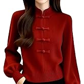 Chinese New Year Winter Traditional Chinese Style New Year Sweater Knit Top Red