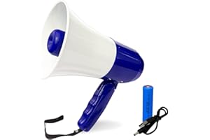 japomizuno Bullhorn Rechargeable Megaphone Speaker with 240's Recording,Siren,U-Disk Player, 800 Yard Range, Rechargeable Battery