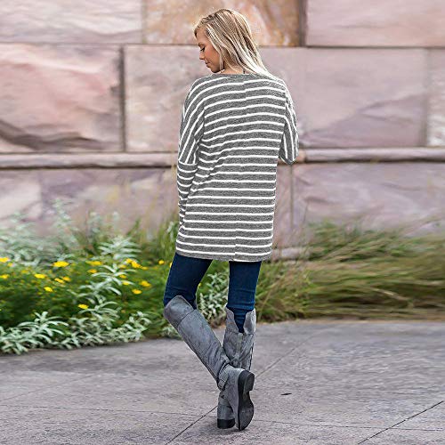 Women Stripe Tops Duseedik Long Sleeve Crewneck Patterned Plus Size Sweatshirt Pullover Blouse Shirt