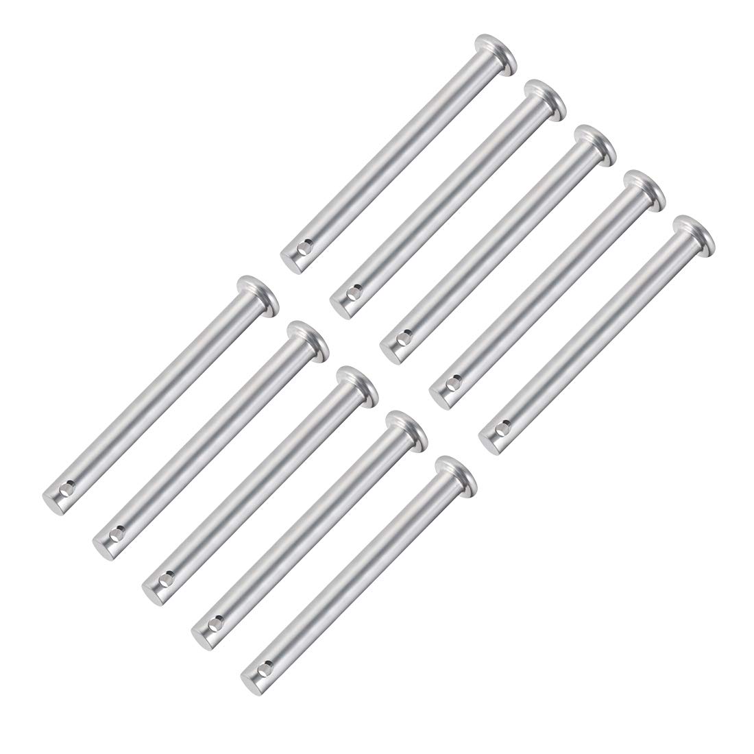 sourcing map Single Hole Clevis Pins,6mm x 60mm Flat Head Zinc-Plating Steel 10 Pcs