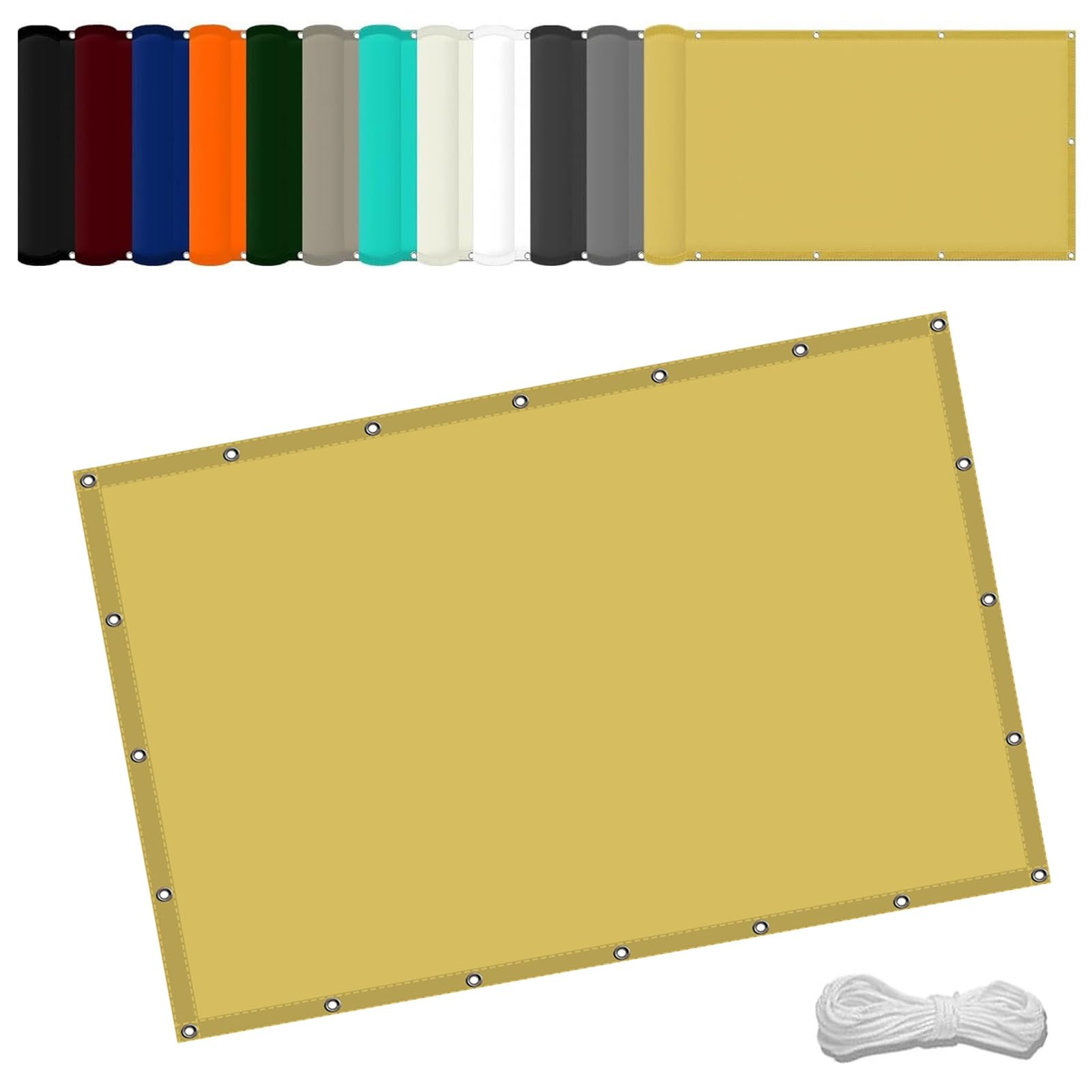 Sun Shade Sail Waterproof 1 x 2 m(3.3 x 6.6ft) Waterproof Garden Canopy with Free Rope UV Block Weather-Resistant with Grommets Pes Sail Shades Fence Pergola Balcony, Cream Color