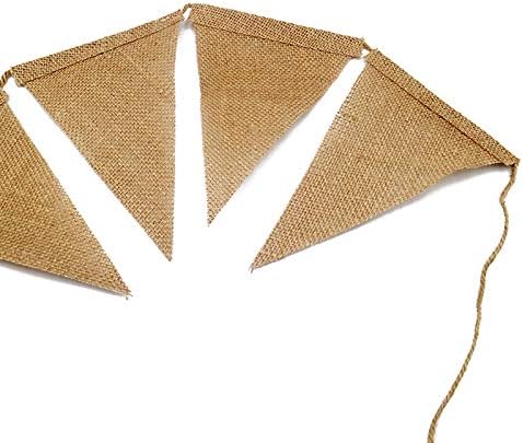 G2PLUS 12M Hessian Burlap Bunting, 48PCS Rustic Linen Bunting Flags, Outdoor Linen Burlap Banner - Image 4