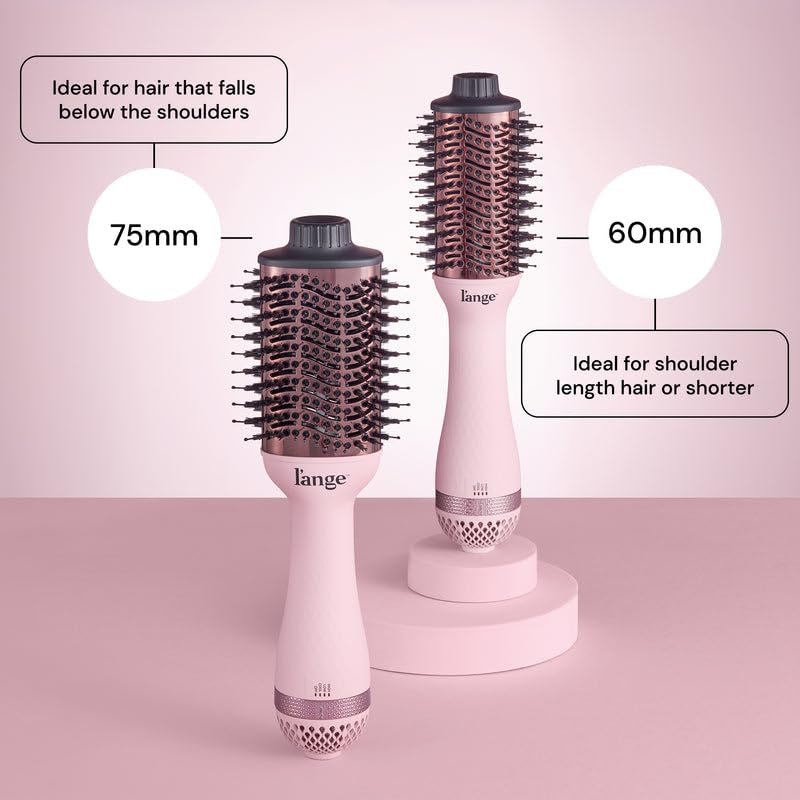L'ANGE HAIR Le Volume 2-in-1 Titanium Blow Dryer Brush | Frizz Control Blowout Hair Dryer Brush For Drying And Straightening | Volumizing Hot Air Styler For All Hairstyles | Oval Barrel | Blush - 60mm