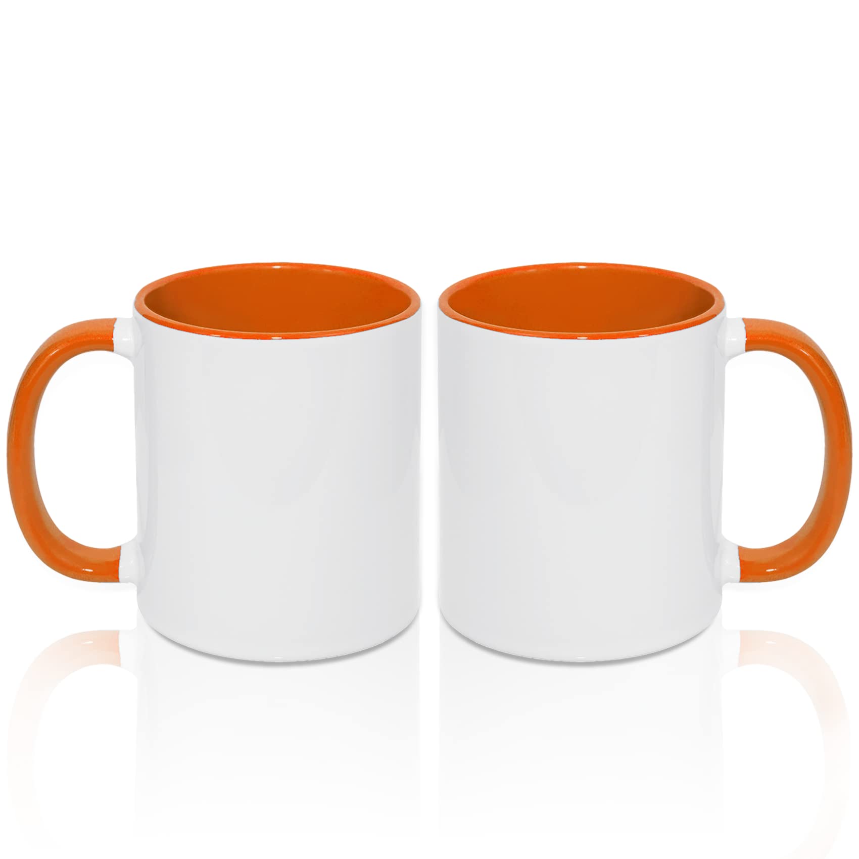 MR.R 11oz Sublimation Blank Coffee Mugs,Cup Blank White Mug Cup with Orange Color Mug Inner and Handle,Set of 2 — image 1