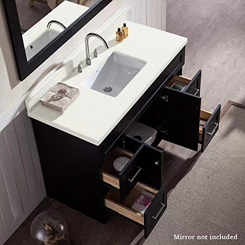 ARIEL-Vanity-Cabinet-in-Black-with-Pure-White-Quartz-Counter-top-2-Soft-Closing-Doors-4-full-Extension-Dovetail-Drawers-Built-in-Toe-Kick-No-Mirror-49-x-22-x-35