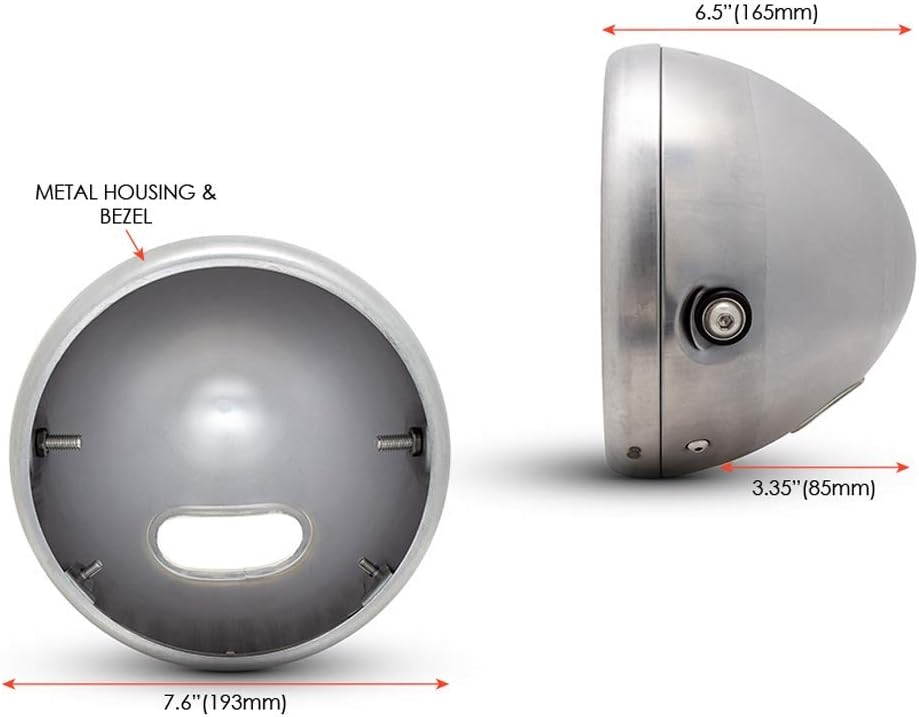 7.7 inch Motorbike Headlight Housing Bucket, unpainted, 7.7" - Image 3