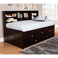 Discovery World Furniture Bookcase Daybed with 6 Drawers, Espresso, Twin