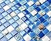 Artistic Mosaic Tiles Real Seashell Inlayed Blue and White Glass Backsplash Wall Tile(Sample 12x12 Inches)