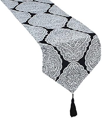 NikiCains Thickly Handmake Table Runner Classic Home Decoration Accessories with Tassel Decor Black 13"x 96" …