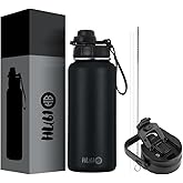 32oz Insulated Water Bottle Stainless Steel Water Bottle with Straw & Spout Lids | Double Wall Vacuum Flask | Spill Proof Travel Water Bottle, BPA-Free | Reusable Steel bottle for Hot & Cold