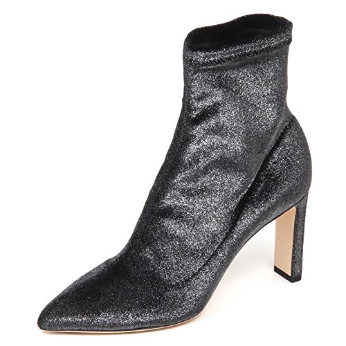 JIMMY CHOO E6574 Tronchetto Donna Dark Grey Stretch Metallic Velvet Boot Woman
