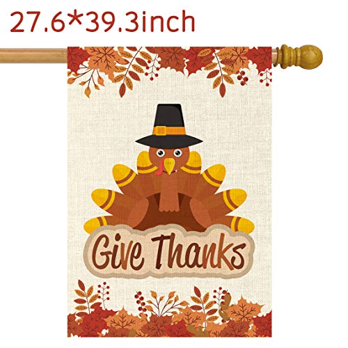 image for GROBRO7 Large Thanksgiving Flags Thankful Turkey Garden Flags Double S