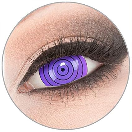 Farbige violette Crazy Fun Mini Sclera 17 mm Kontaktlinsen 1 Paar 'Violet Rinnegan' mit Behälter - Topqualität von 'Evil Lens