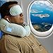 PHUS Travel Neck Pillow, 300 Gram Premium Memory Foam, 3 Piece Set, Washable Velvet Cover with MP3 Pocket, Carrying Case, U Shaped for Travelers, Comfortable Neck Support, Eyemask, Great for All Ages