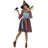 EraSpooky Women's Scarecrow Halloween Costume Straw women Apparel with Hat