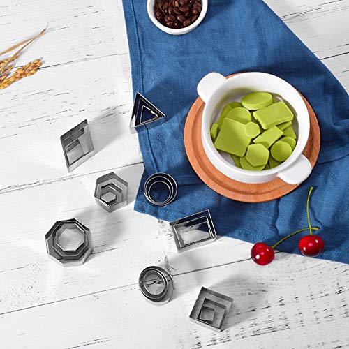 Seacity Stainless Steel Cookie Biscuit Cutter Set with 24 PCS，Mini Geometric Shaped Fondant Molds Include Star Shape, Heart Shape, Flowers Shape and Geometric Shape Pastry Cutter Mousse Cake Molds - Thumbnail 3