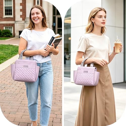 ZZBIFRJ Loncheras Termica para Mujer, Bolsa de Almuerzo de Gran Capacidad con Cristales Hielo y Cubiertos, Aislamiento Portátil Ideal para Trabajo, Playa, Camping