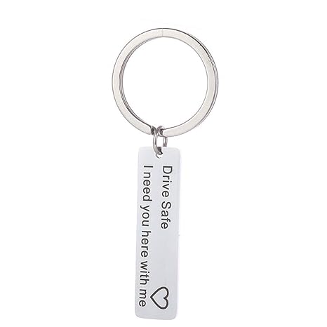 Adeeing Keychain Drive Safe I Need You Here with Me, Metal Keyring Pendant, Sweet Letters Key Chain